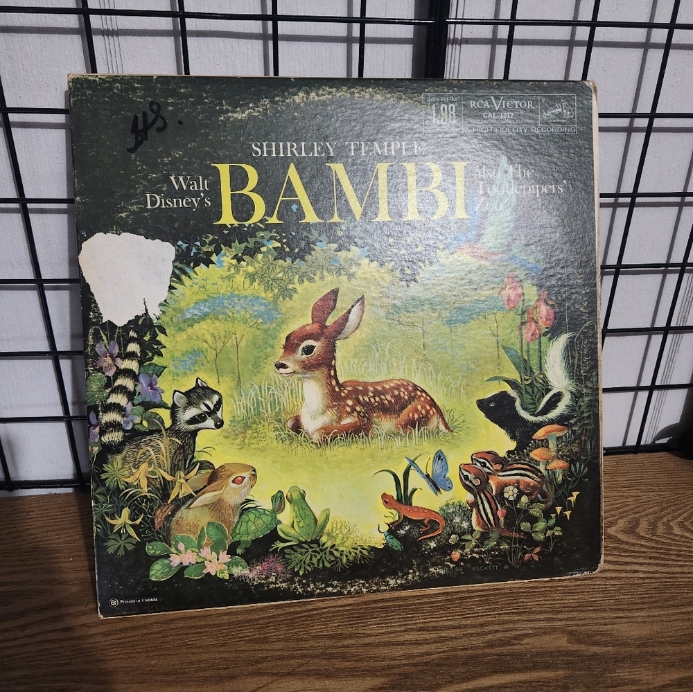 Shirley Temple Disney Bambi Tootlepipers’ Zoo LP RCA Camden reprocessed stereo